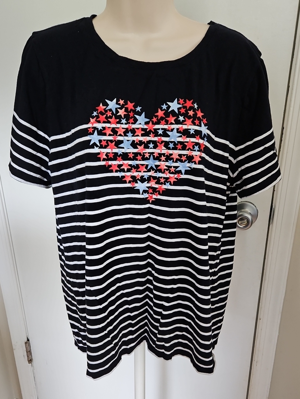 Talbots Stars Stripe Crewneck Tee Size XL